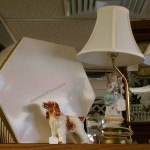 vintage romantic boudoir lamps hat box dogs