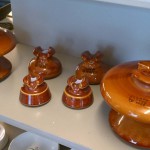 glazed brown ceramic power line insulators