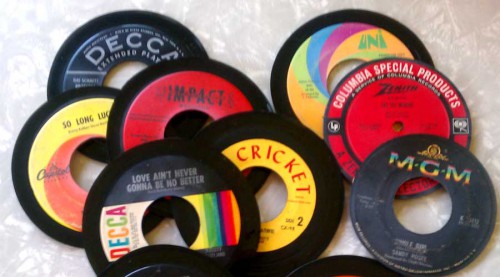 coasters made from recyled vintage vinyl records