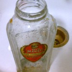 cleaning old preserves jar bottle