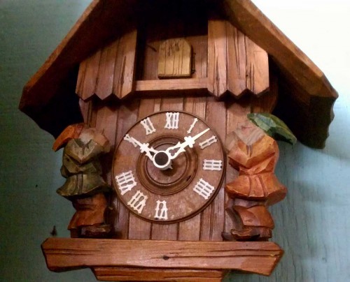 old german austrian cuckoo clock with gnomes