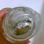 stuff in bottom of old glass bottle jar