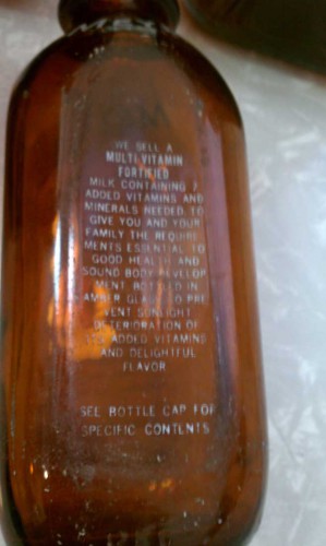 vintage brown glass milk bottle