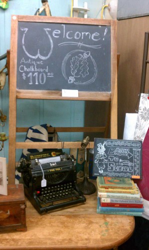 back to school antiques chalkboard fox typewriter