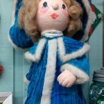 kitschy retro vintage handmade caroler large turquoise