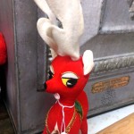 vintage retro sawdust stuffed reindeer plush