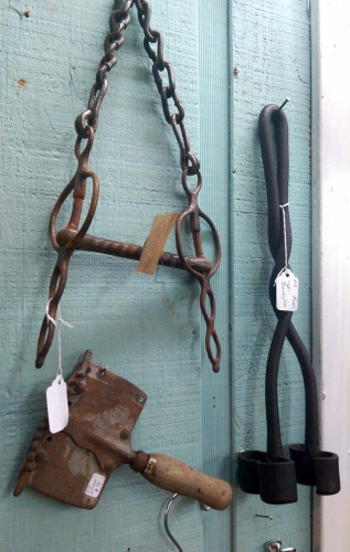 antique horse barn tools bits branding iron