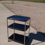 vintage metal three tier shelf rolling cart black