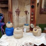 ecru-blue-floss-vases-vintage-sewing-drawer-ooak-handmade